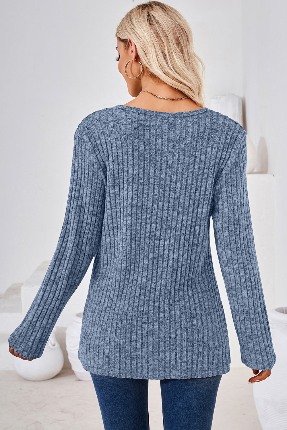Round Neck Long Sleeve T-Shirt-Angel Casuals