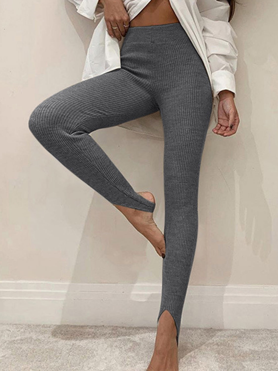 Ribbed Mid Waist Leggings-Angel Casuals