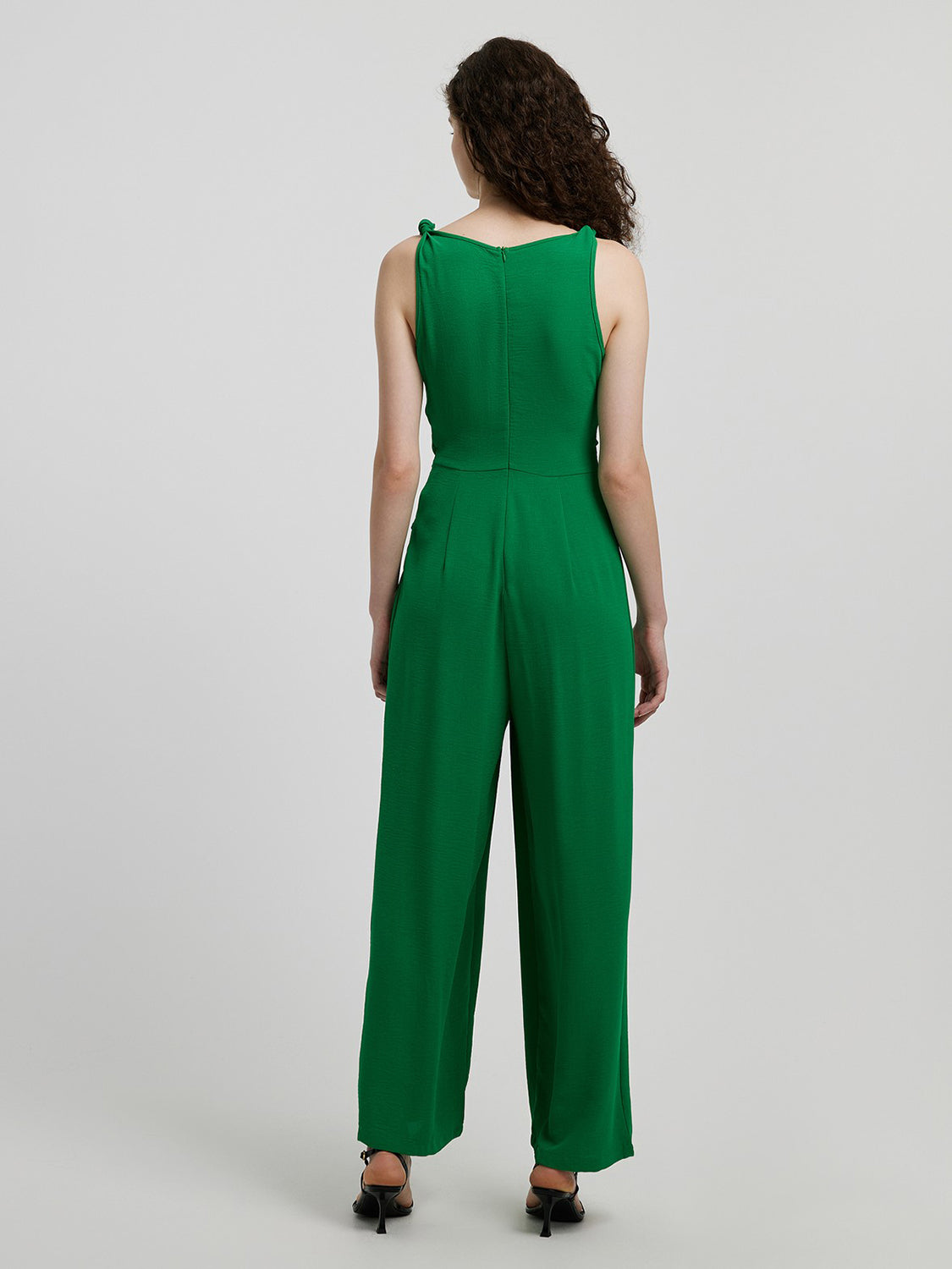 Knot Detail Tie Front Sleeveless Jumpsuit-Angel Casuals