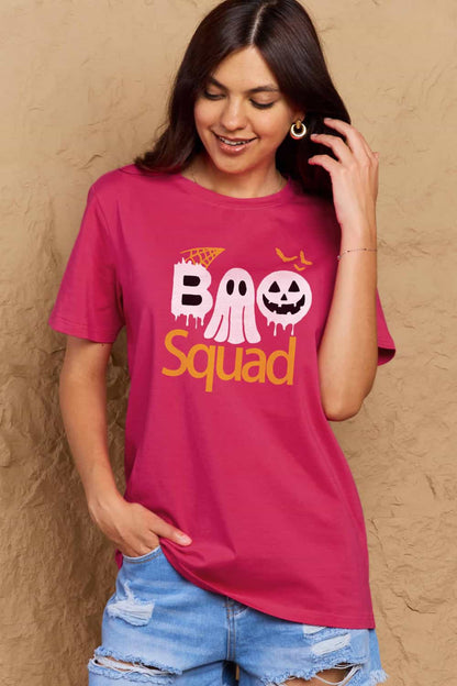 Simply Love Full Size BOO SQUAD Graphic Cotton T-Shirt-Angel Casuals