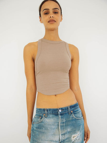 Halter Neck Ribbed Cropped Top-Angel Casuals