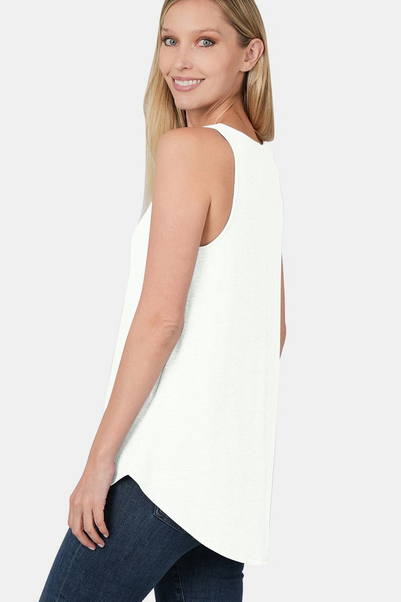 Zenana Round Neck Curved Hem Tank-Angel Casuals