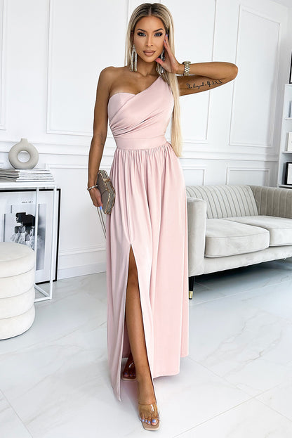 One-Shoulder Slit Maxi Dress-Angel Casuals