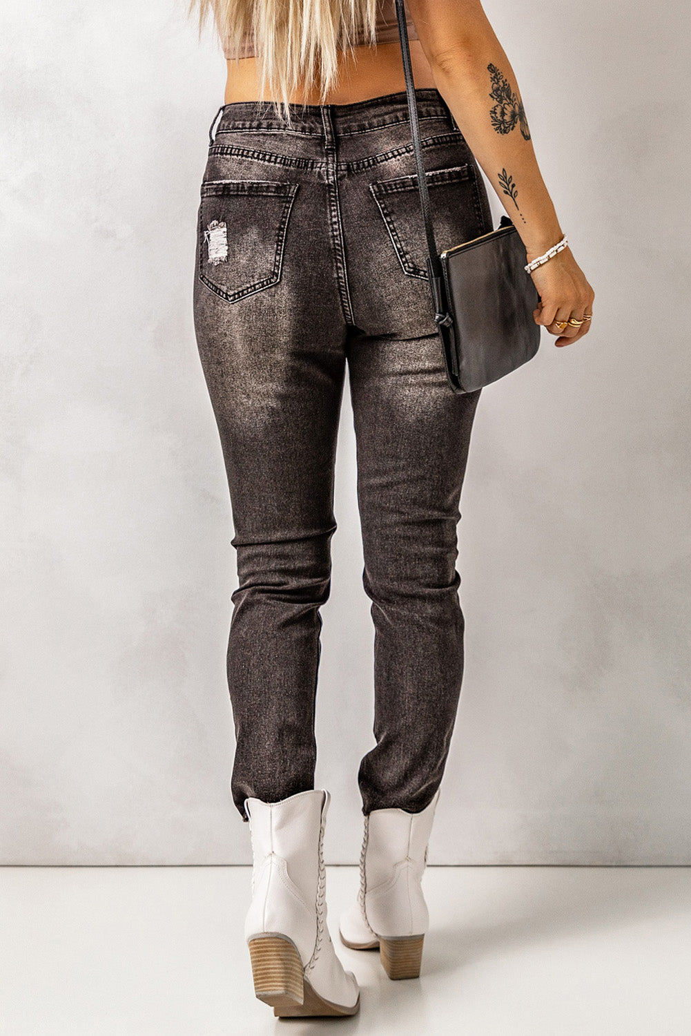 High Waist Raw Hem Skinny Jeans-Angel Casuals