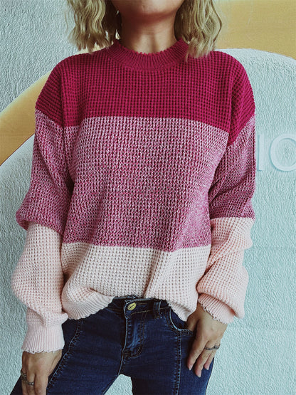 Color Block Long Sleeve Sweater-Angel Casuals