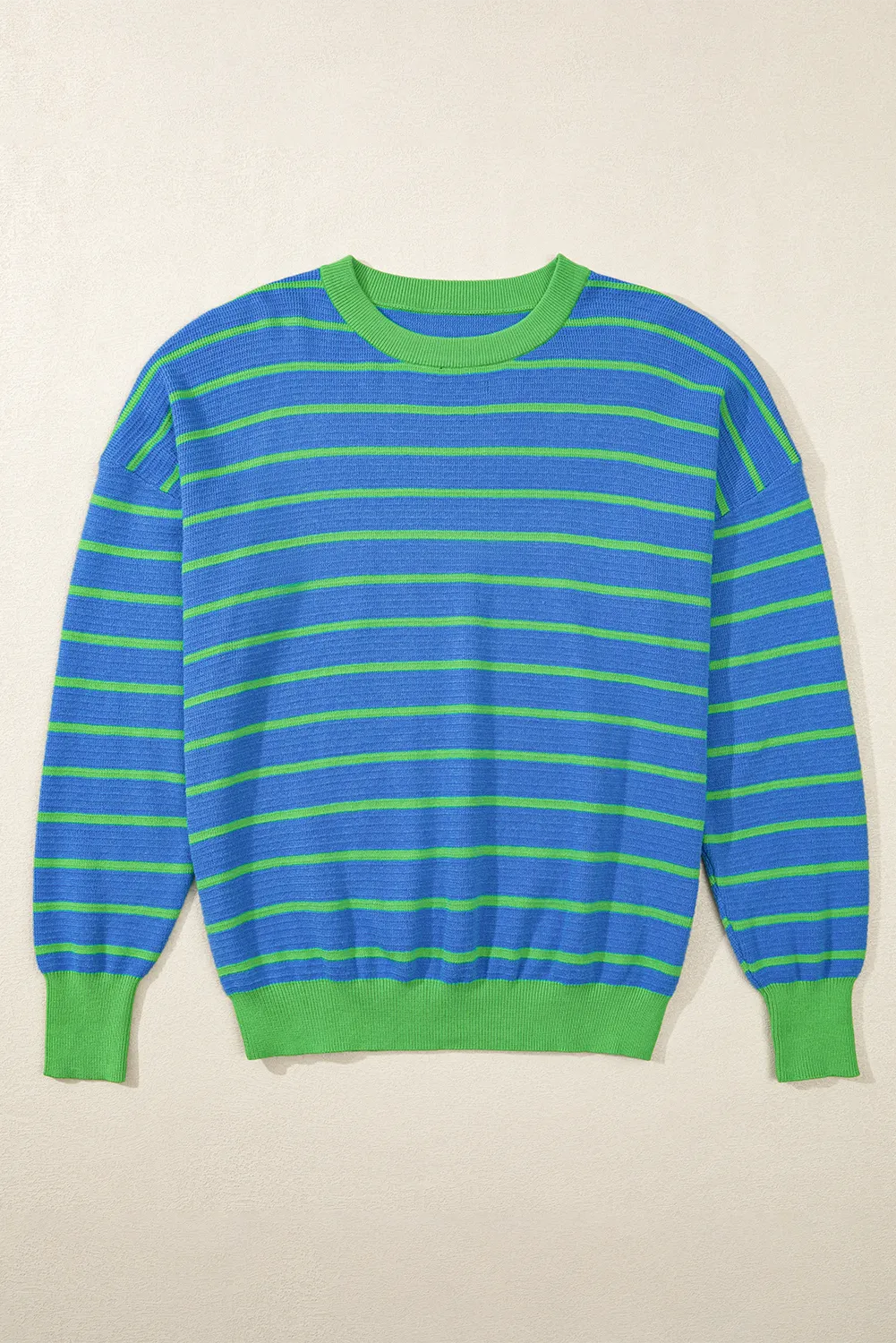 Striped Round Neck Long Sleeve Sweater-Angel Casuals