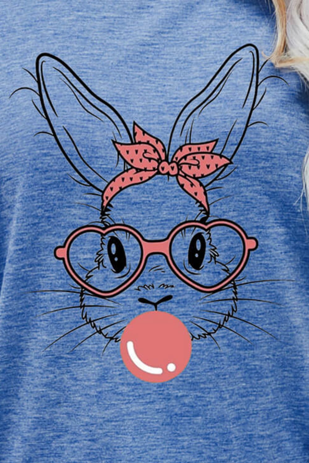 Easter Bunny Graphic Round Neck T-Shirt-Angel Casuals