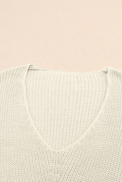 V-Neck Drop Shoulder Sweater-Angel Casuals