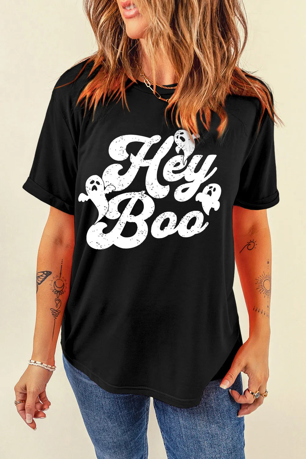 Letter Graphic Round Neck Short Sleeve T-Shirt-Angel Casuals