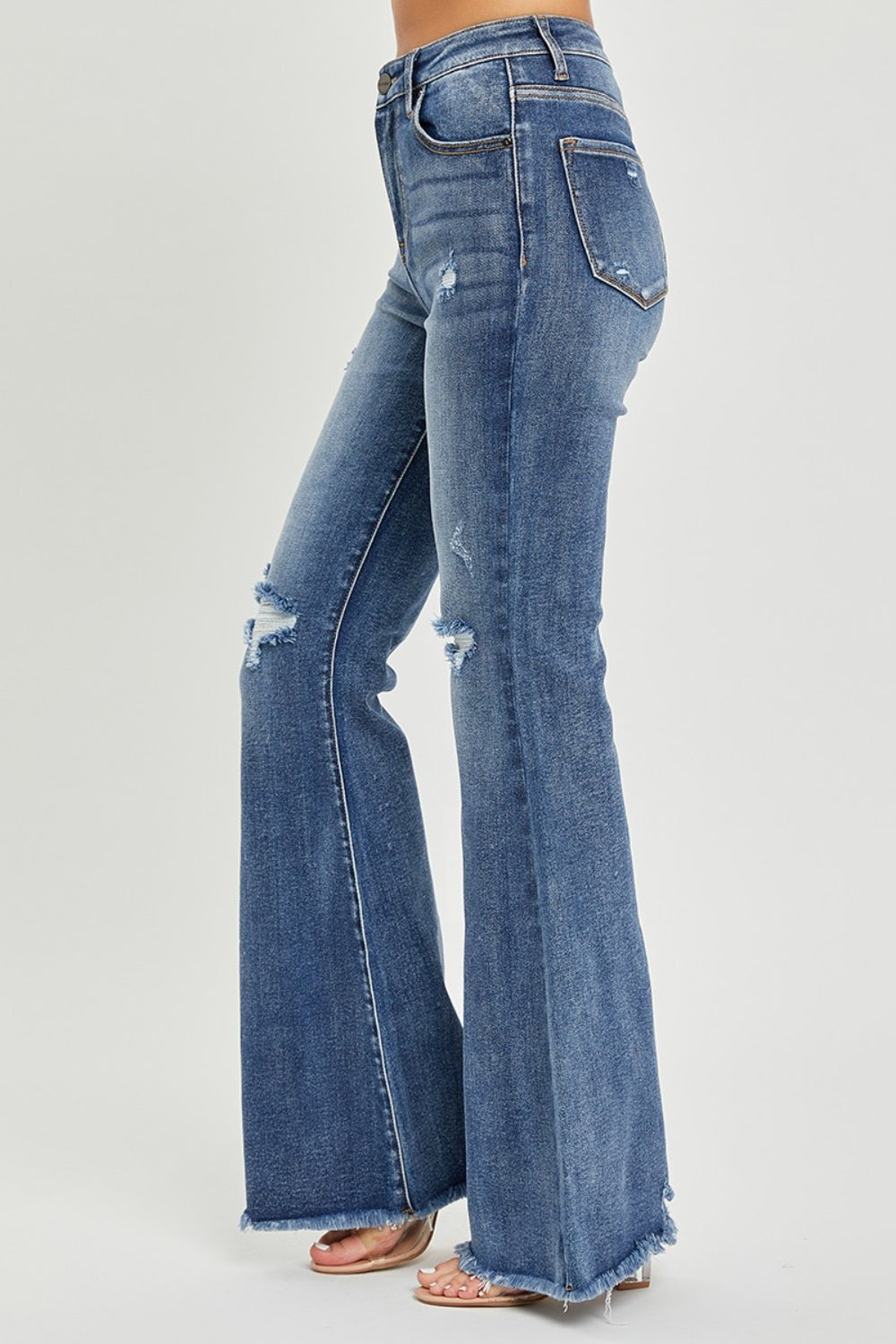 RISEN High Waist Distressed Fare Jeans-Angel Casuals