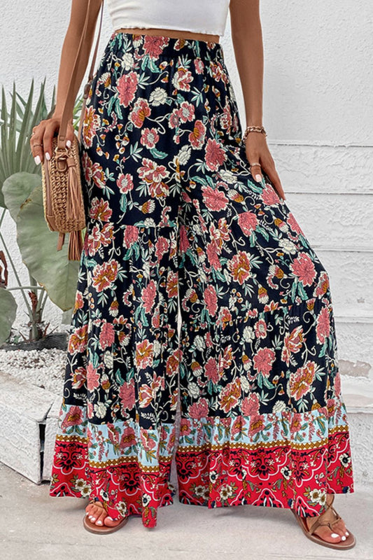 Floral High Waist Palazzo Pants-Angel Casuals