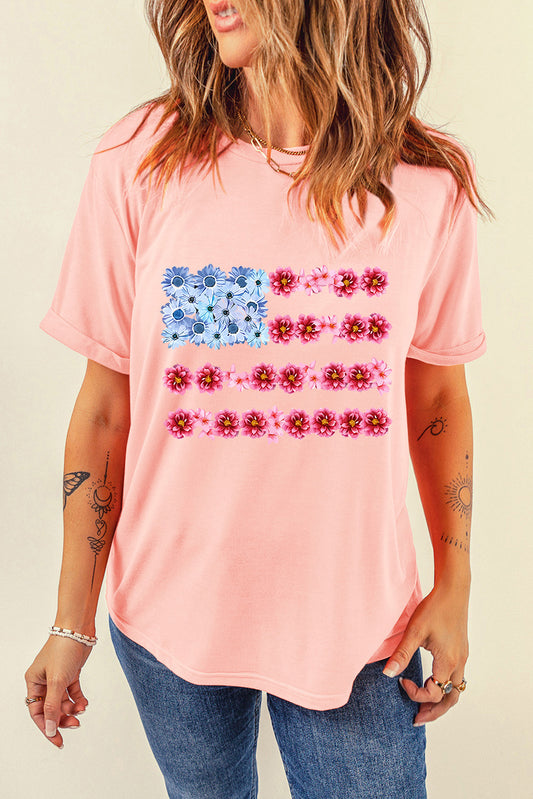 Graphic Round Neck Short Sleeve T-Shirt-Angel Casuals