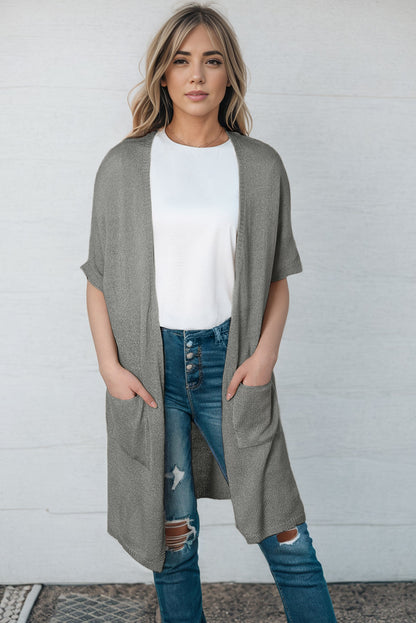 Open Front Sweater Cardigan with Pockets-Angel Casuals