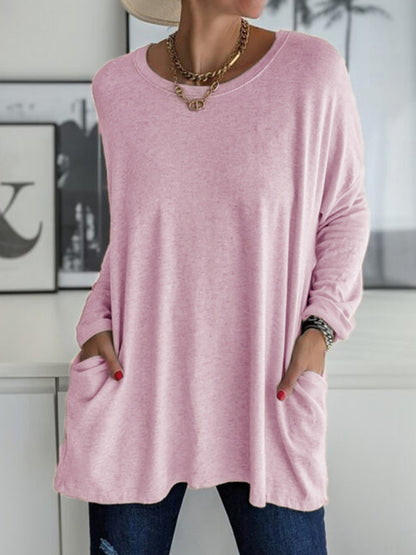 Full Size Round Neck Long Sleeve T-Shirt-Angel Casuals