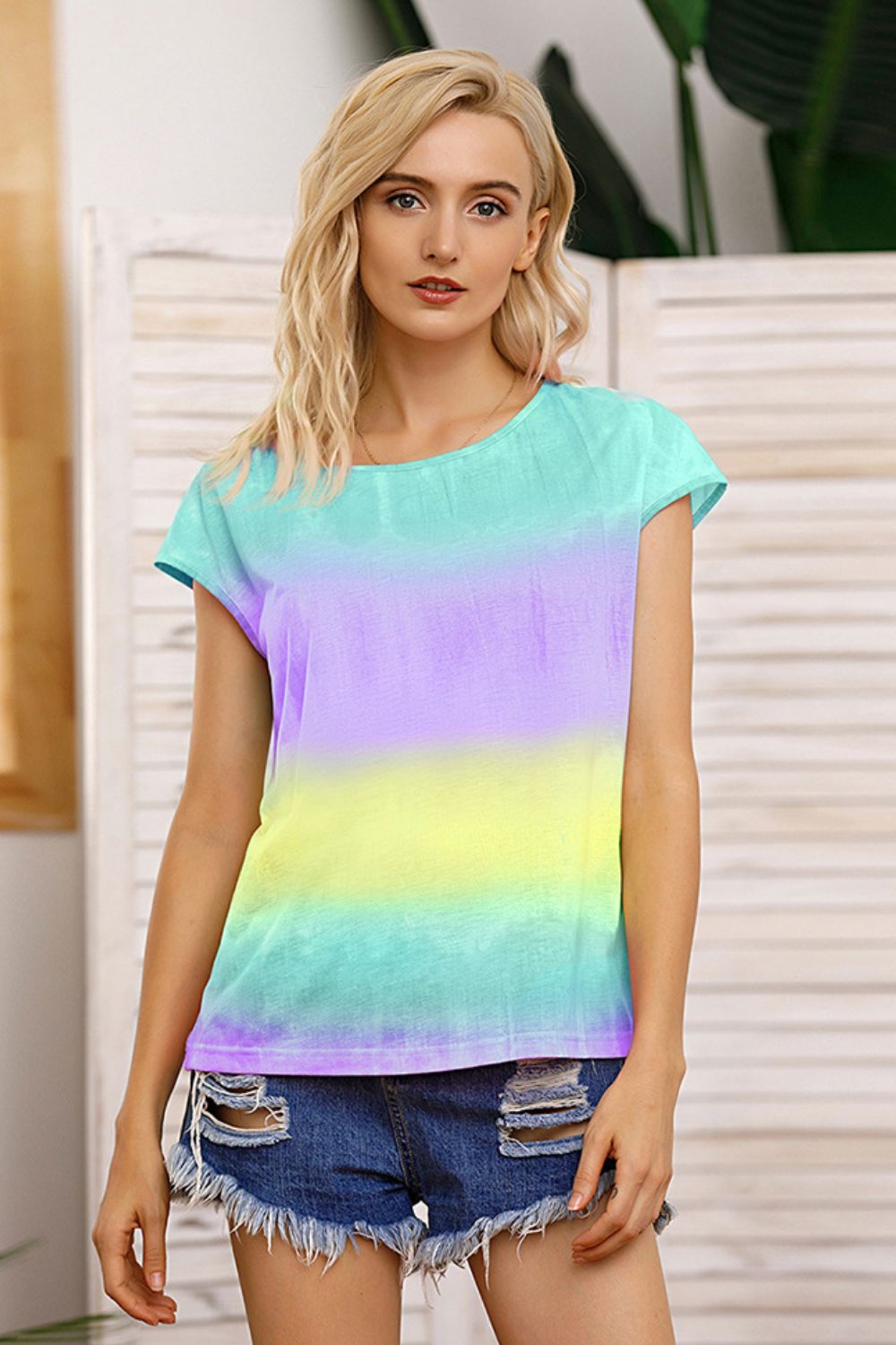 Tie Dye Round Neck Short Sleeve Tee-Angel Casuals