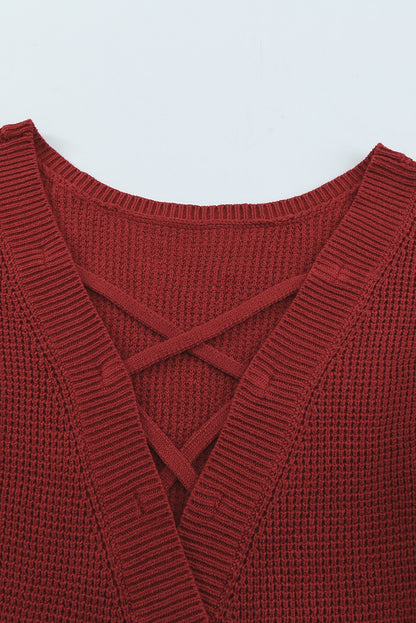 Crisscross Back Boat Neck Sweater-Angel Casuals