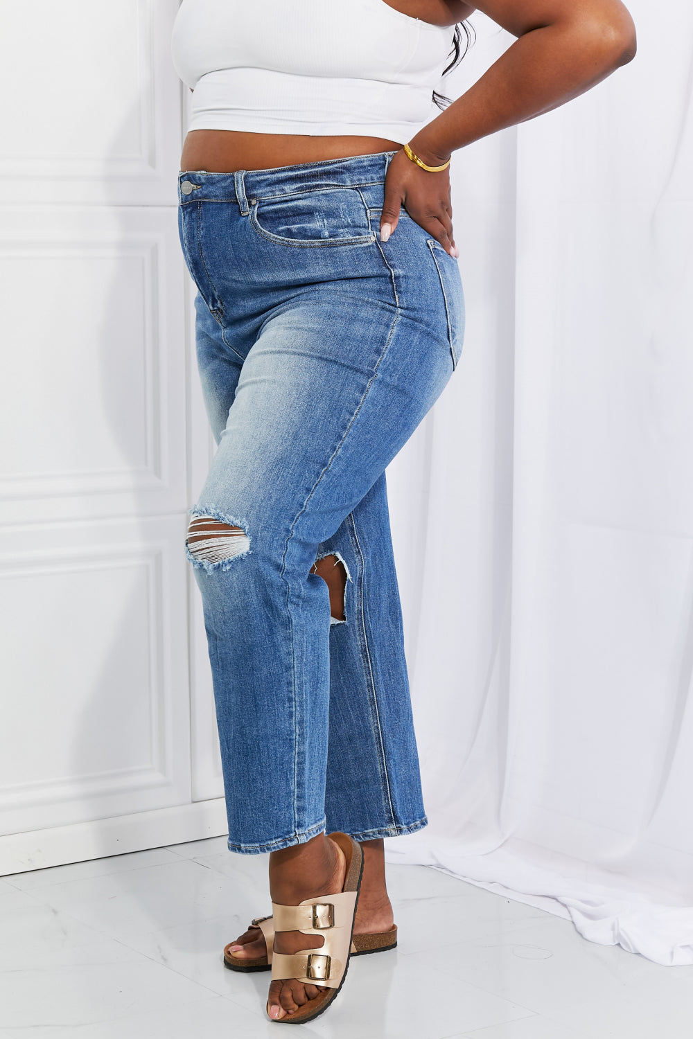 RISEN Full Size Emily High Rise Relaxed Jeans-Angel Casuals