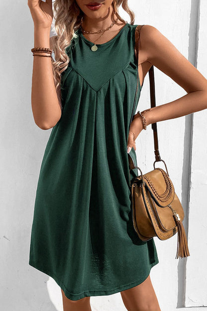 Round Neck Sleeveless Mini Dress-Angel Casuals