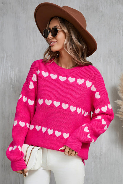 Angel Wings Heart Round Neck Long Sleeve Sweater-Angel Casuals