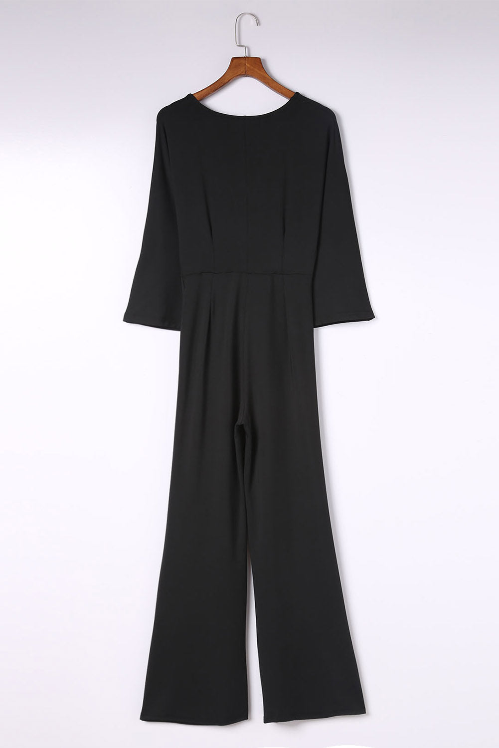 Twisted Plunge Three-Quarter Sleeve Jumpsuit-Angel Casuals