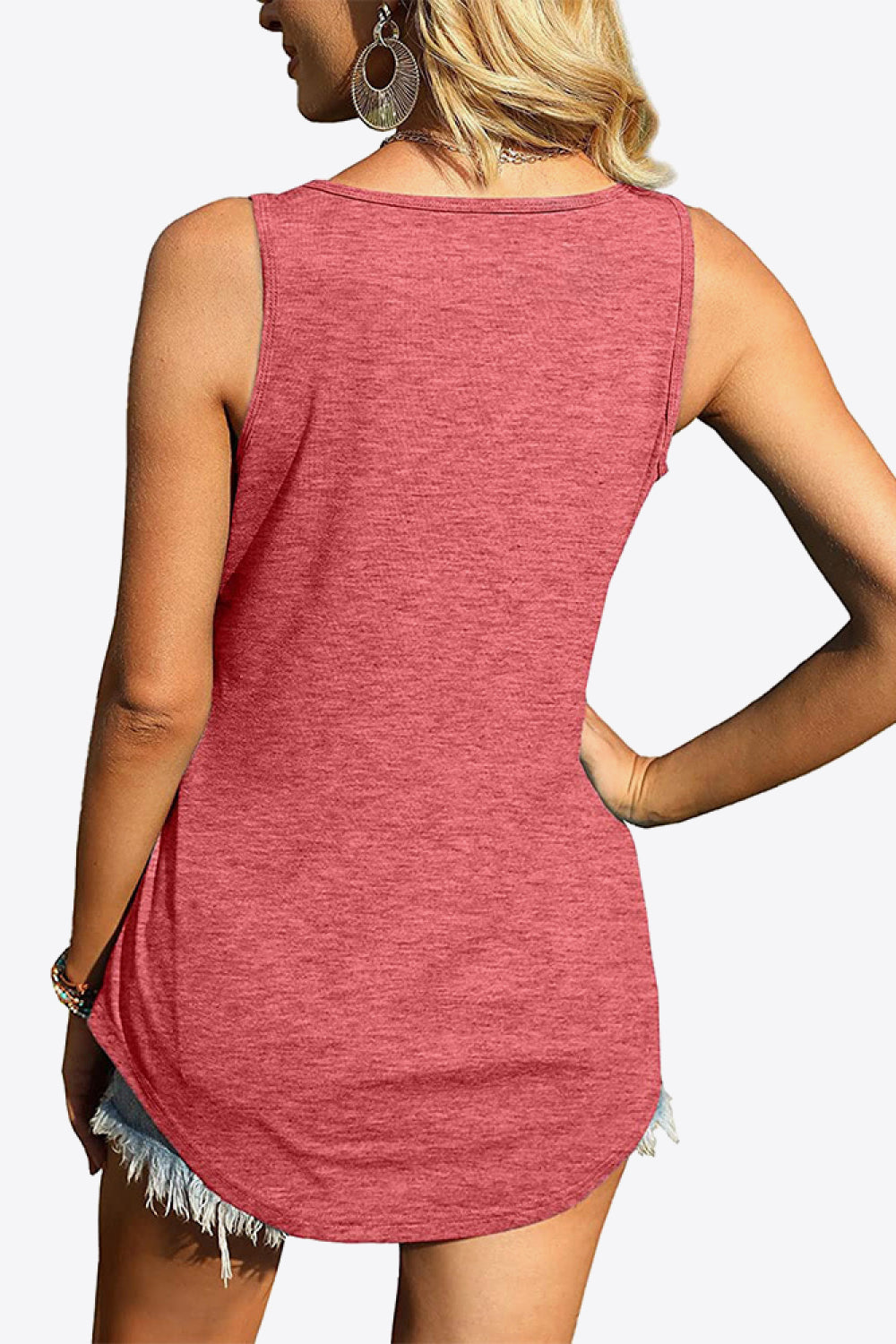 Curved Hem Square Neck Tank-Angel Casuals