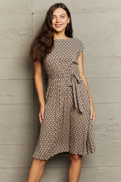Round Neck Tie Waist Dress-Angel Casuals