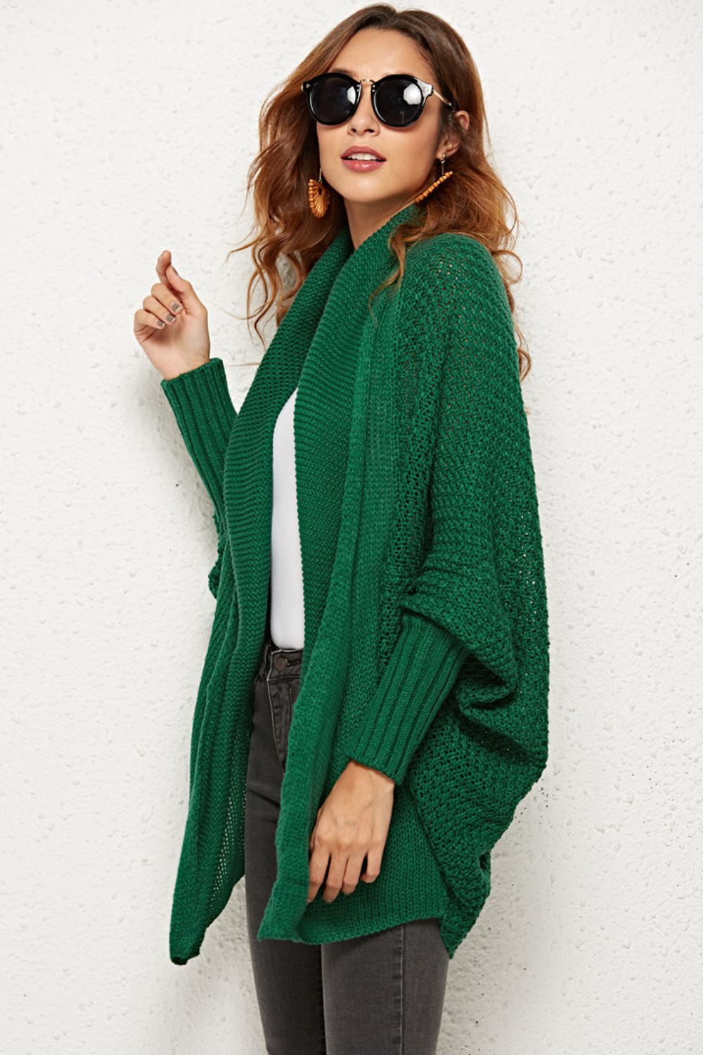 Open Front Dolman Sleeve Longline Cardigan-Angel Casuals