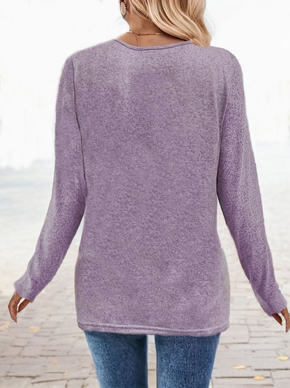 Square Neck Long Sleeve T-Shirt-Angel Casuals
