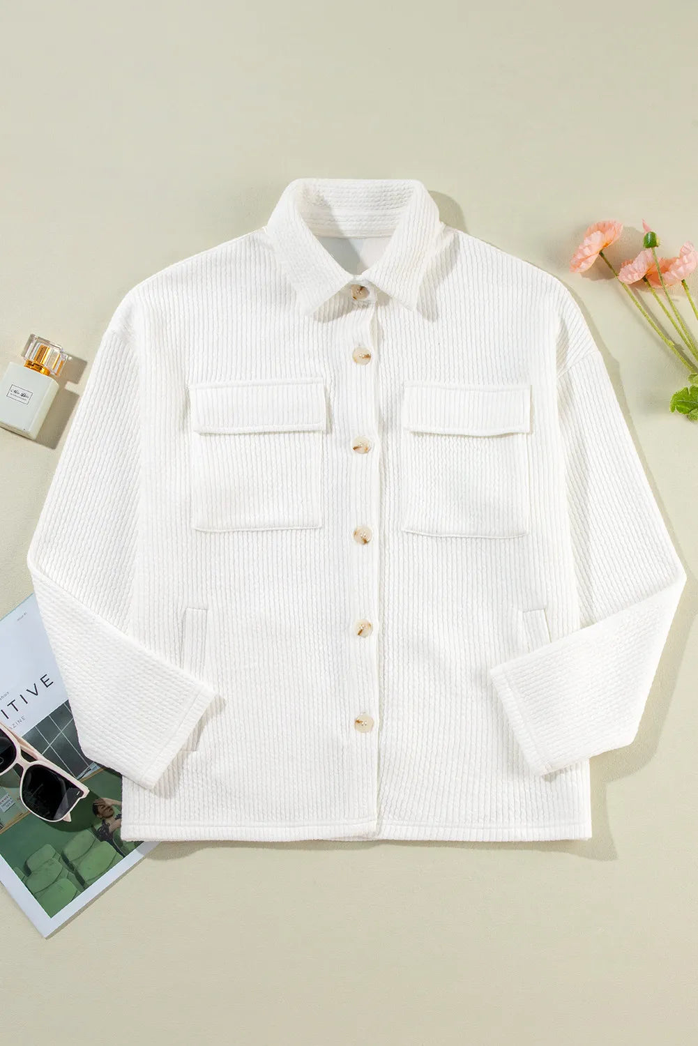 Button Up Long Sleeve Shacket-Angel Casuals