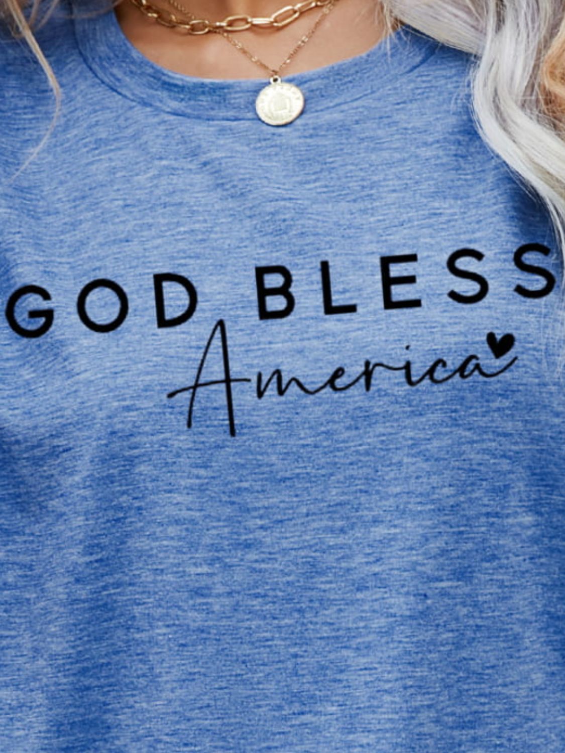 GOD BLESS AMERICA Graphic Short Sleeve Tee-Angel Casuals