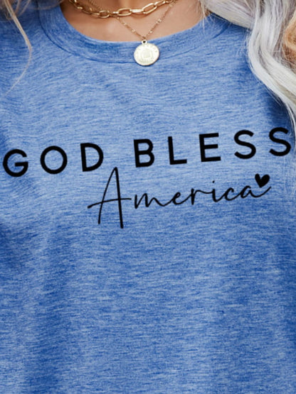 GOD BLESS AMERICA Graphic Short Sleeve Tee-Angel Casuals