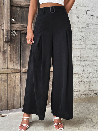 Ruched High Waist Wide Leg Pants-Angel Casuals