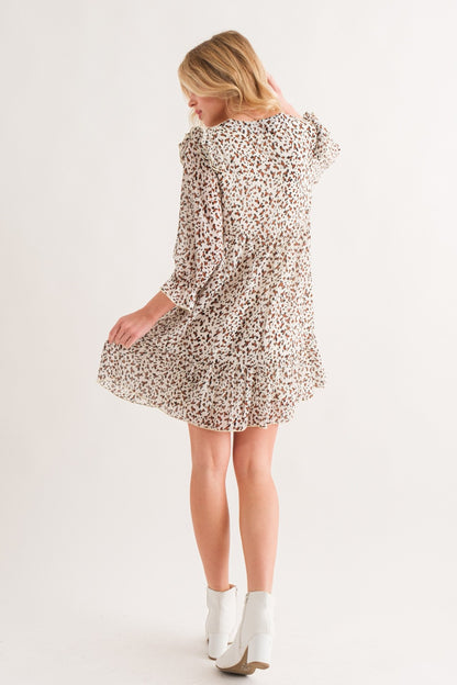 And The Why Leopard Ruffle Hem Woven Mini Dress-Angel Casuals