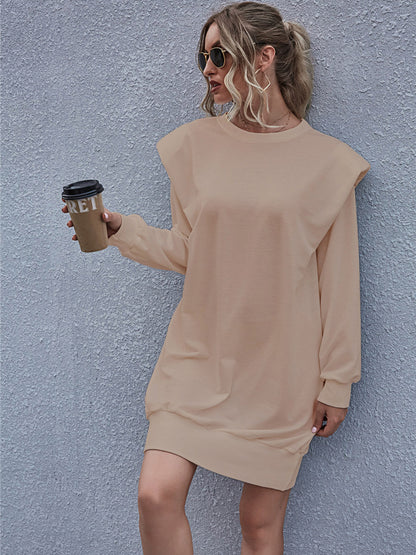 Round Neck Long Sleeve Mini Dress-Angel Casuals