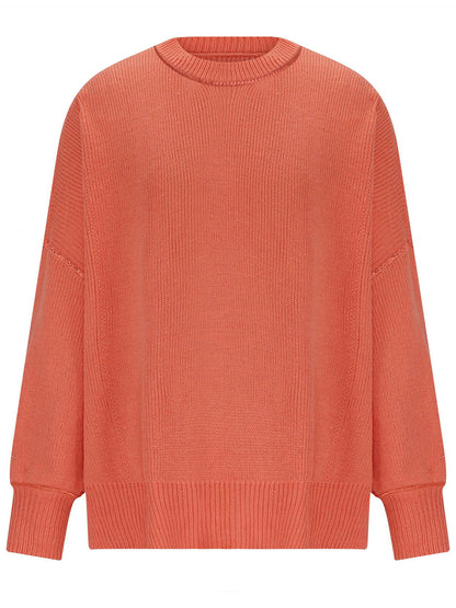 Round Neck Long Sleeve Sweater-Angel Casuals