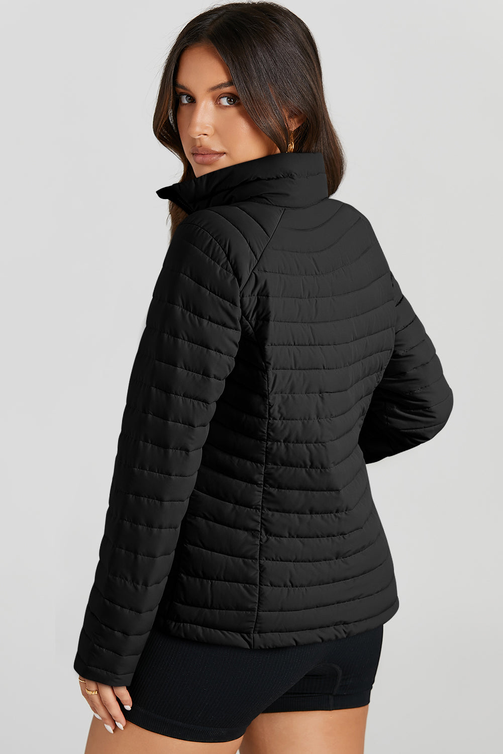 Turtleneck Zip Up Long Sleeve Jacket-Angel Casuals