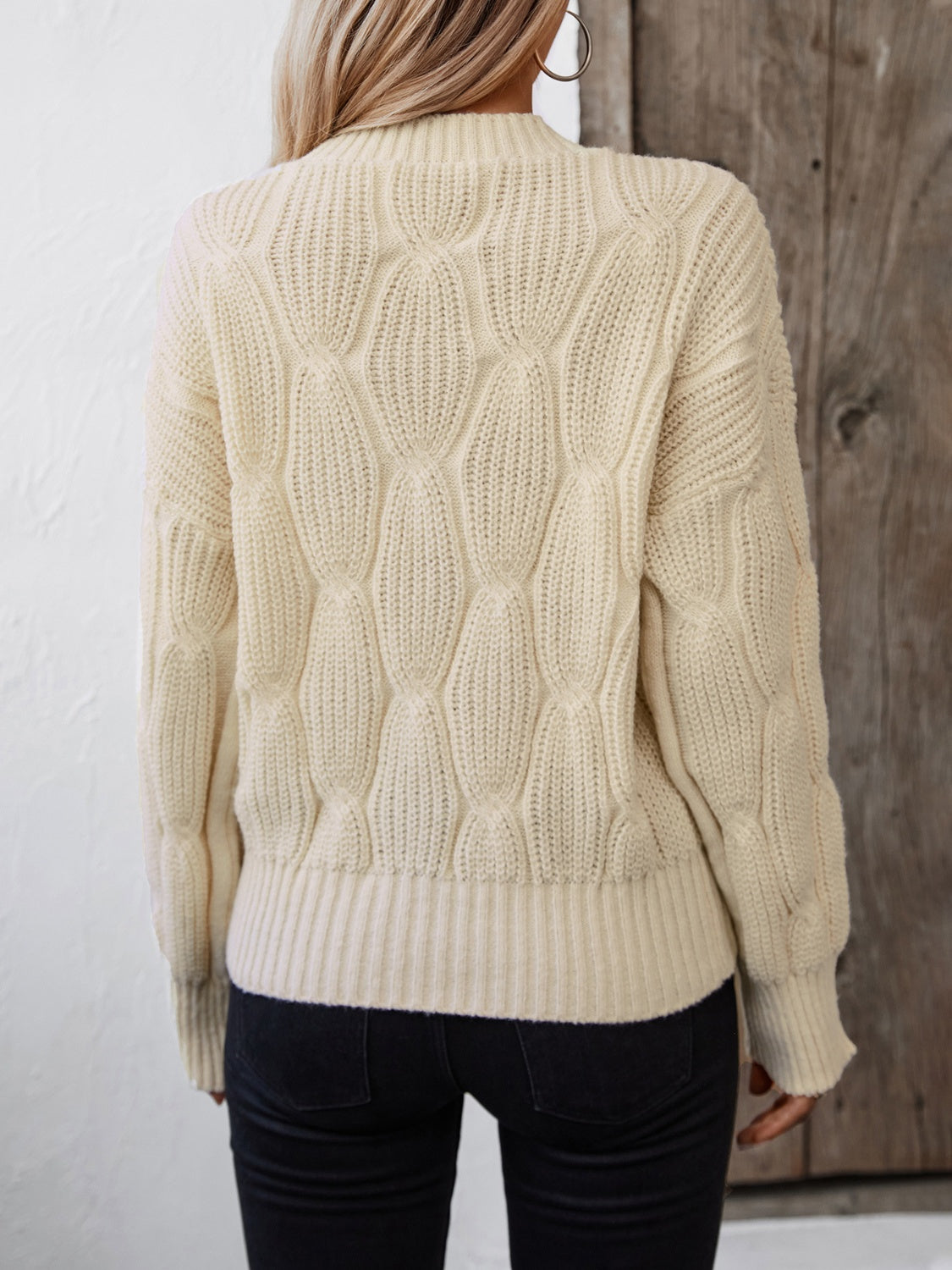 Round Neck Dropped Shoulder Sweater-Angel Casuals