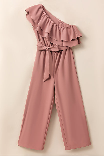 Ruffled Tied One-Shoulder Jumpsuit-Angel Casuals