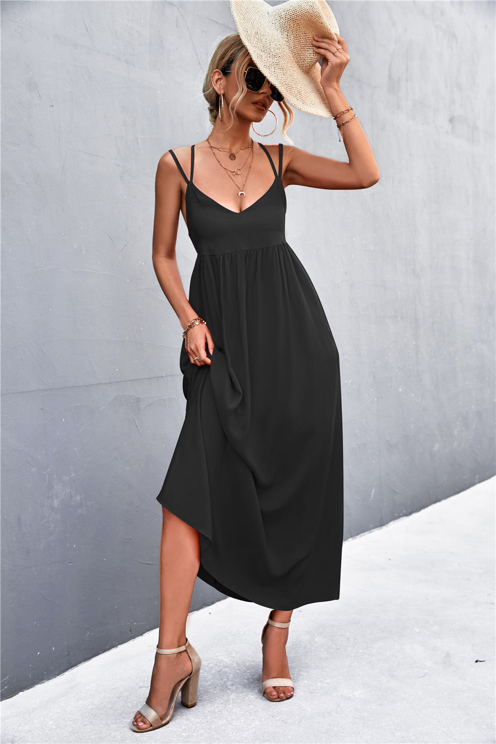 Double Strap Tie Back Dress-Angel Casuals