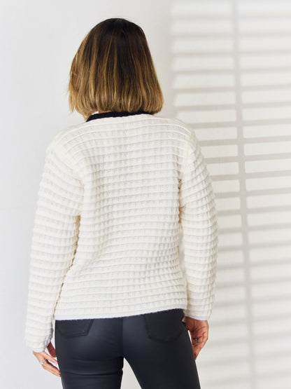 Contrast Trim Button Up Cardigan-Angel Casuals