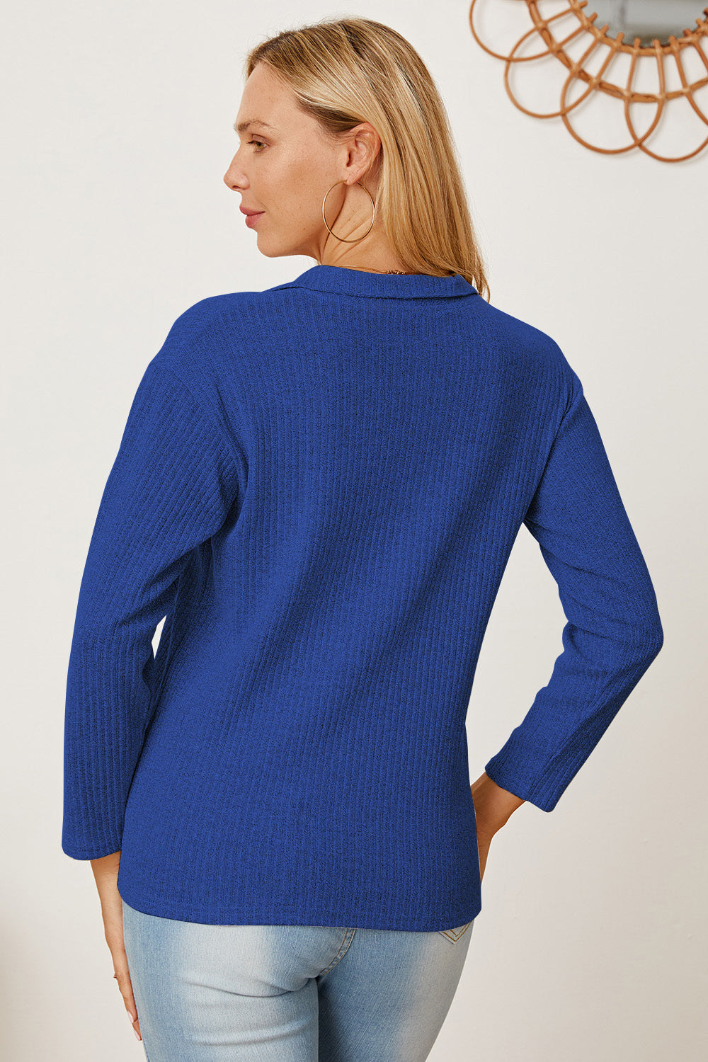 Collared Neck Dropped Shoulder T-Shirt-Angel Casuals