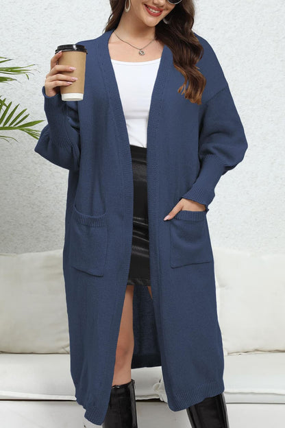 Open Front Dropped Shoulder Cardigan-Angel Casuals