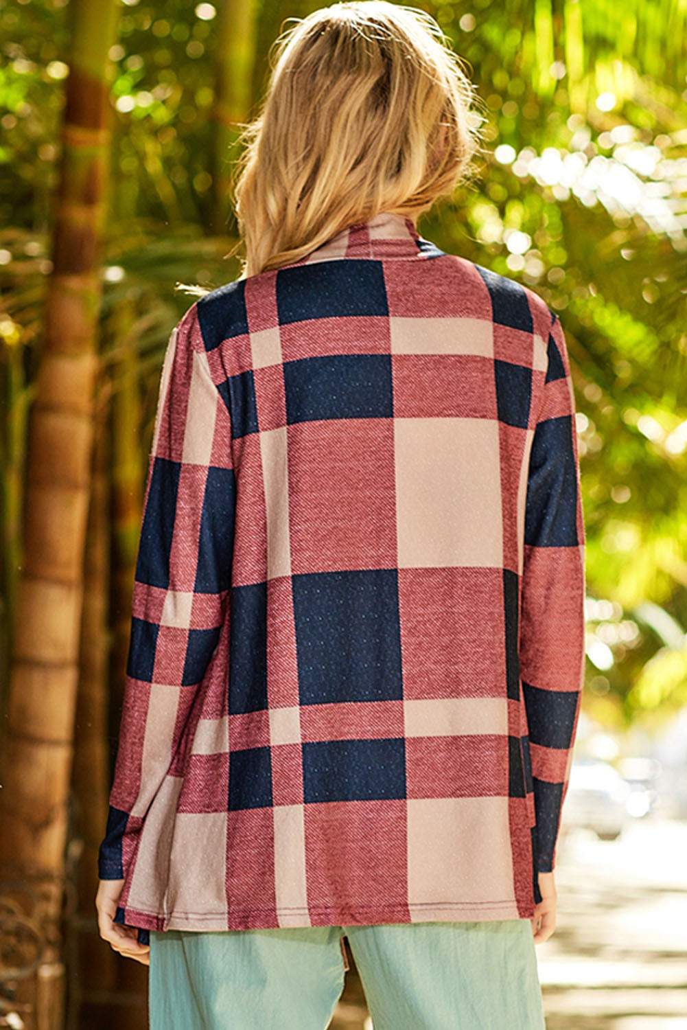 Plaid Open Front Cardigan-Angel Casuals