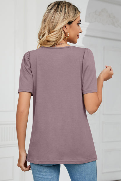 Square Neck Short Sleeve T-Shirt-Angel Casuals