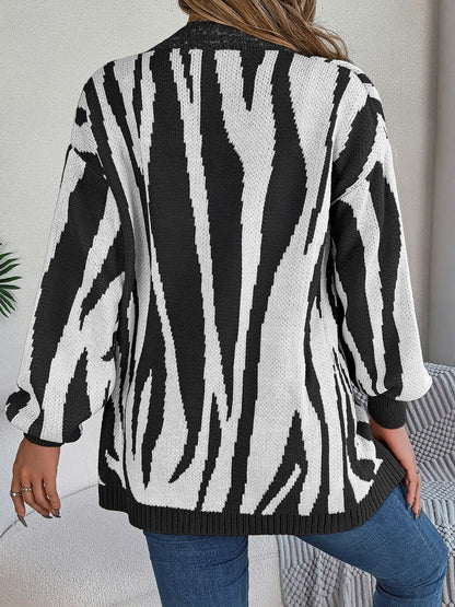 Open Front Animal Print Cardigan-Angel Casuals
