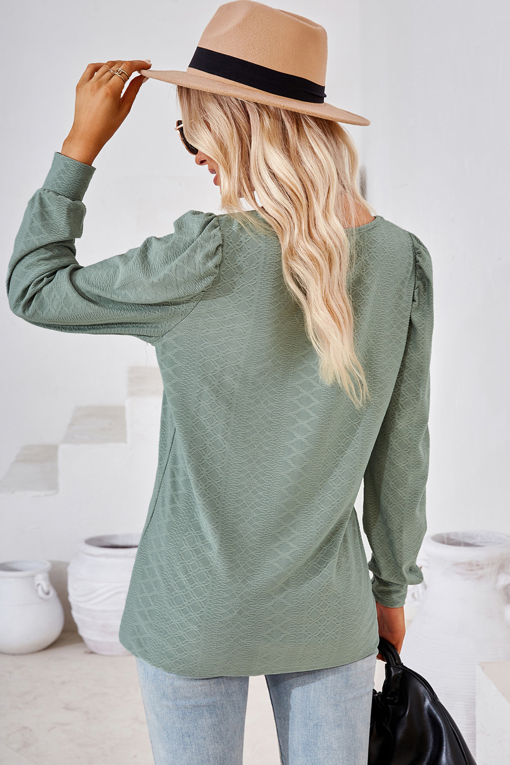 Square Neck Puff Sleeve T-Shirt-Angel Casuals