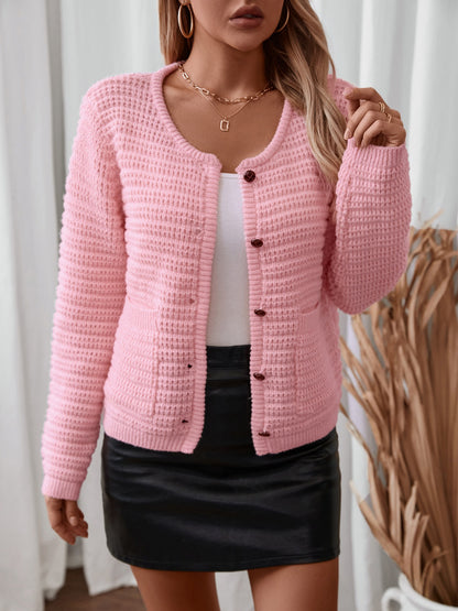 BUtton Up Long Sleeve Cardigan-Angel Casuals