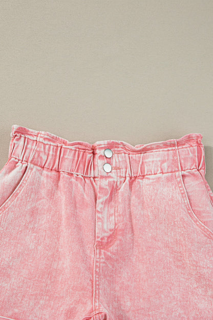 Paperbag Waist Denim Shorts-Angel Casuals