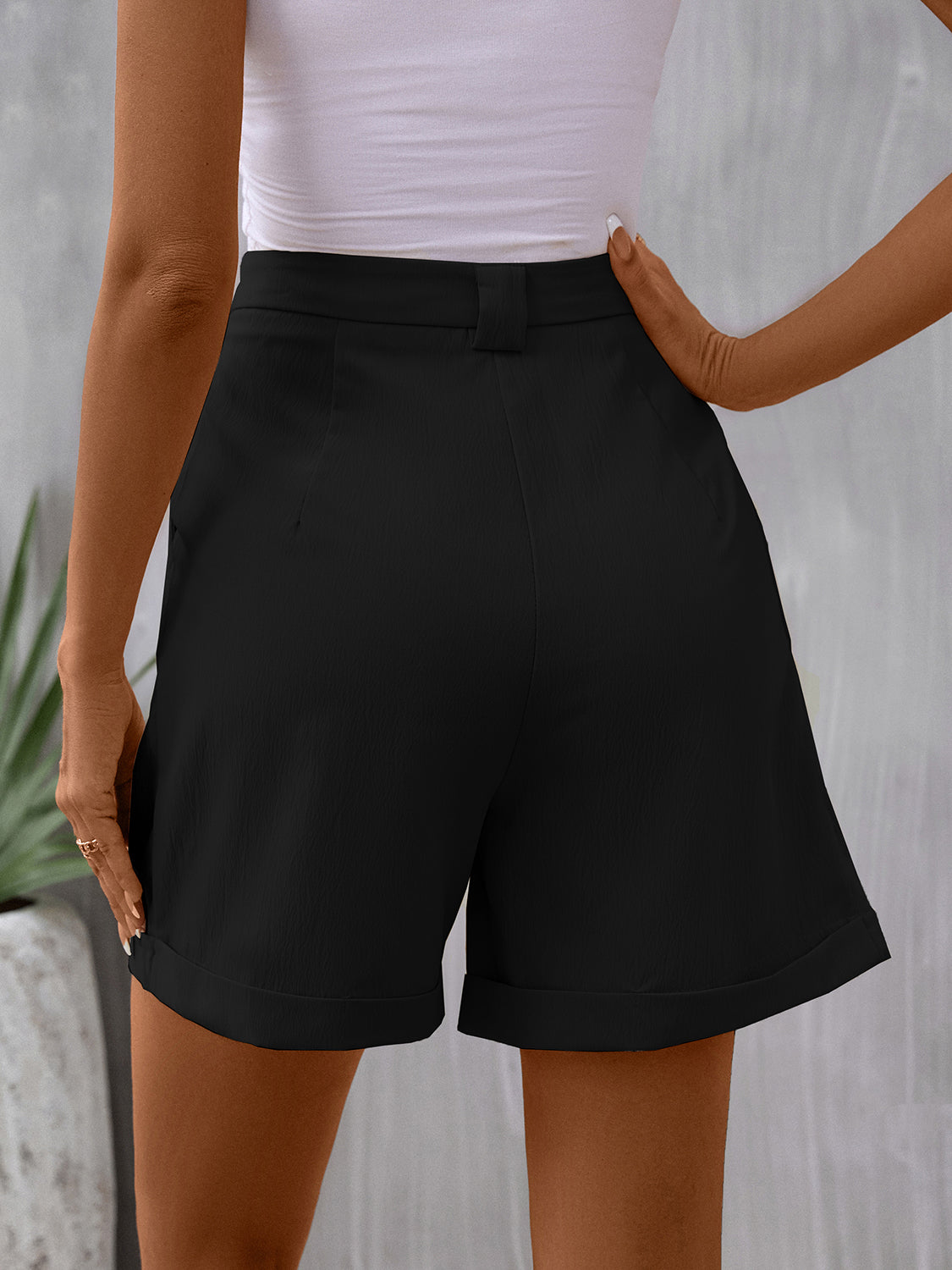 Pocketed Mid-Rise Waist Shorts-Angel Casuals