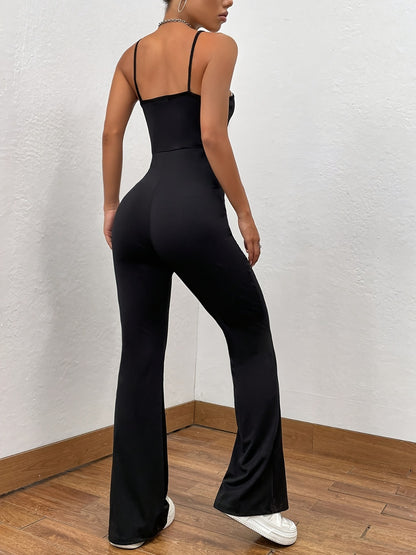 Square Neck Spaghetti Strap Jumpsuit-Angel Casuals